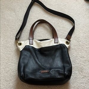 Fossil Black and Cream Crossbody Bag